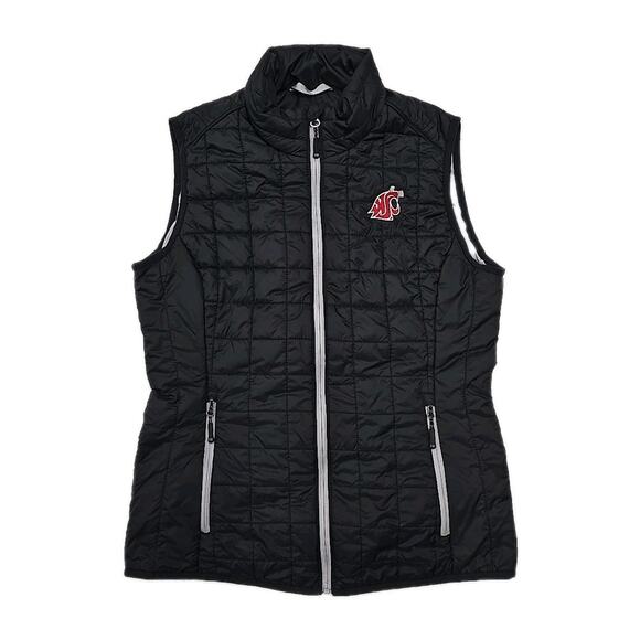 Washington State Cougars Womens Cutter & Buck Weathertec Vest Sz M Black Golf - Picture 1 of 10
